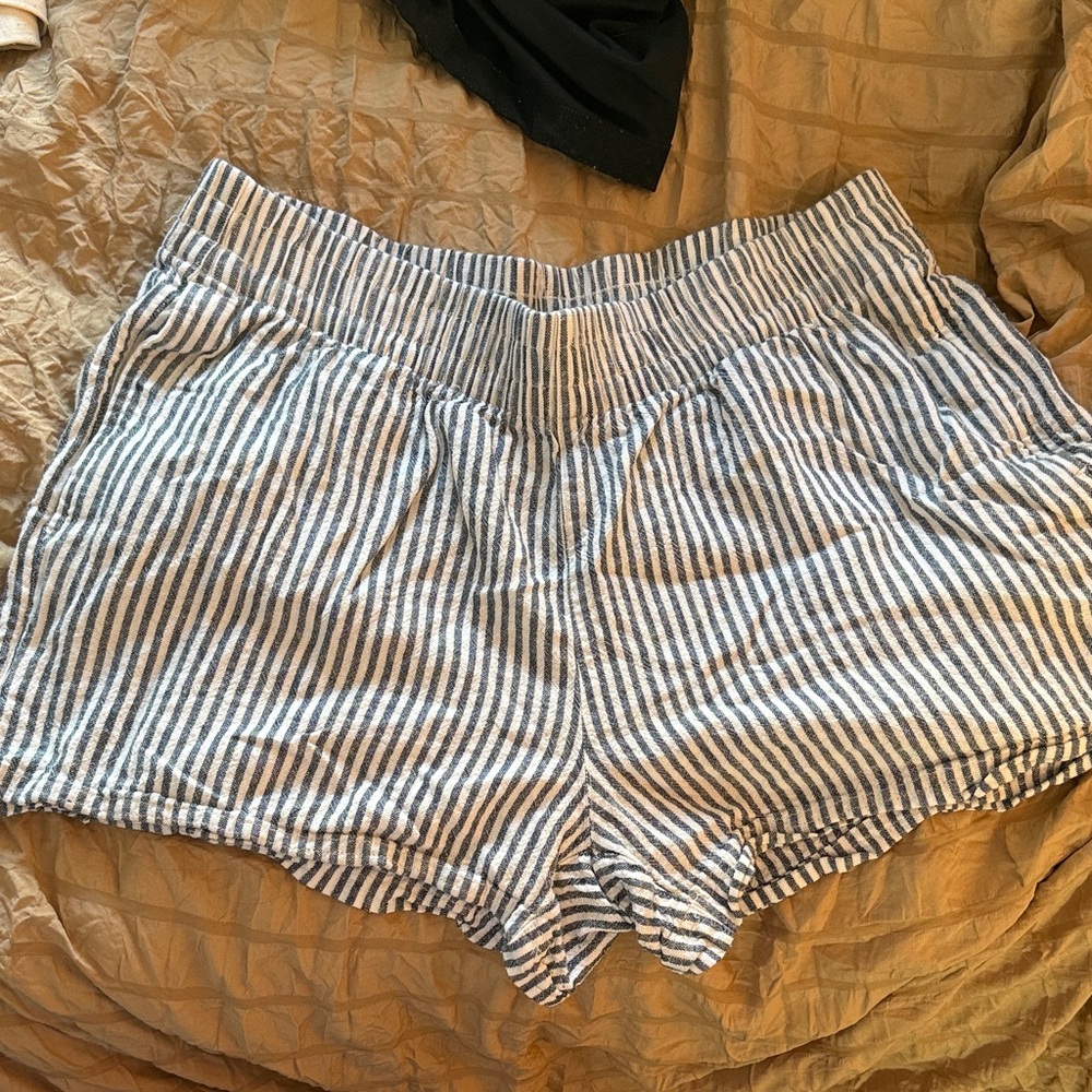 Old Navy High Waist Striped Shorts - Blue and White
